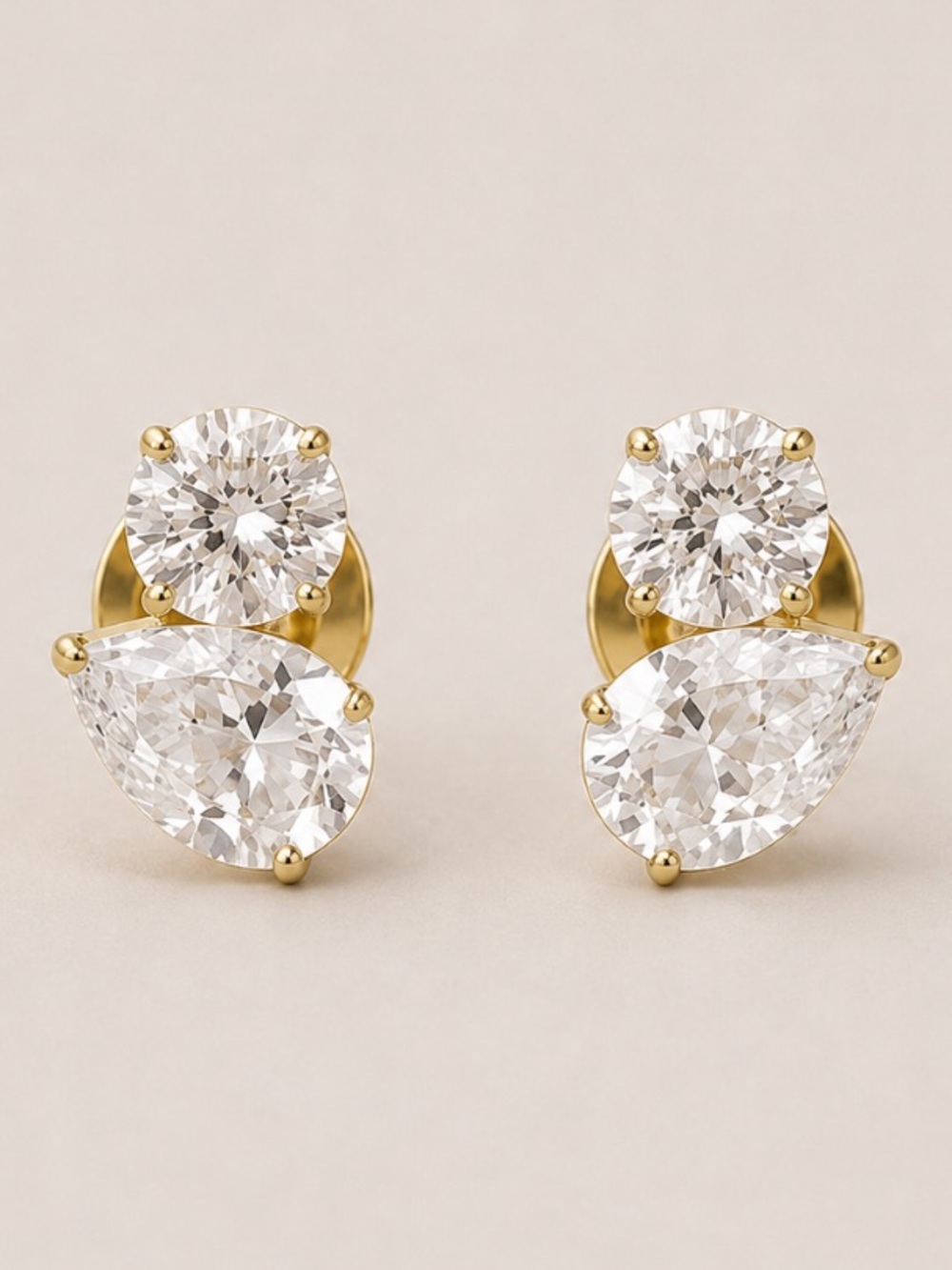 New! 925 Sterling Silver Gold Plated Crystal Post Earrings NWOT